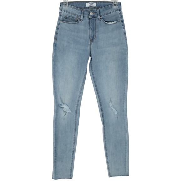 Levis Denizen Jeans Womens 27 Waist Blue Denim High Rise Skinny Distressed - Picture 1 of 14